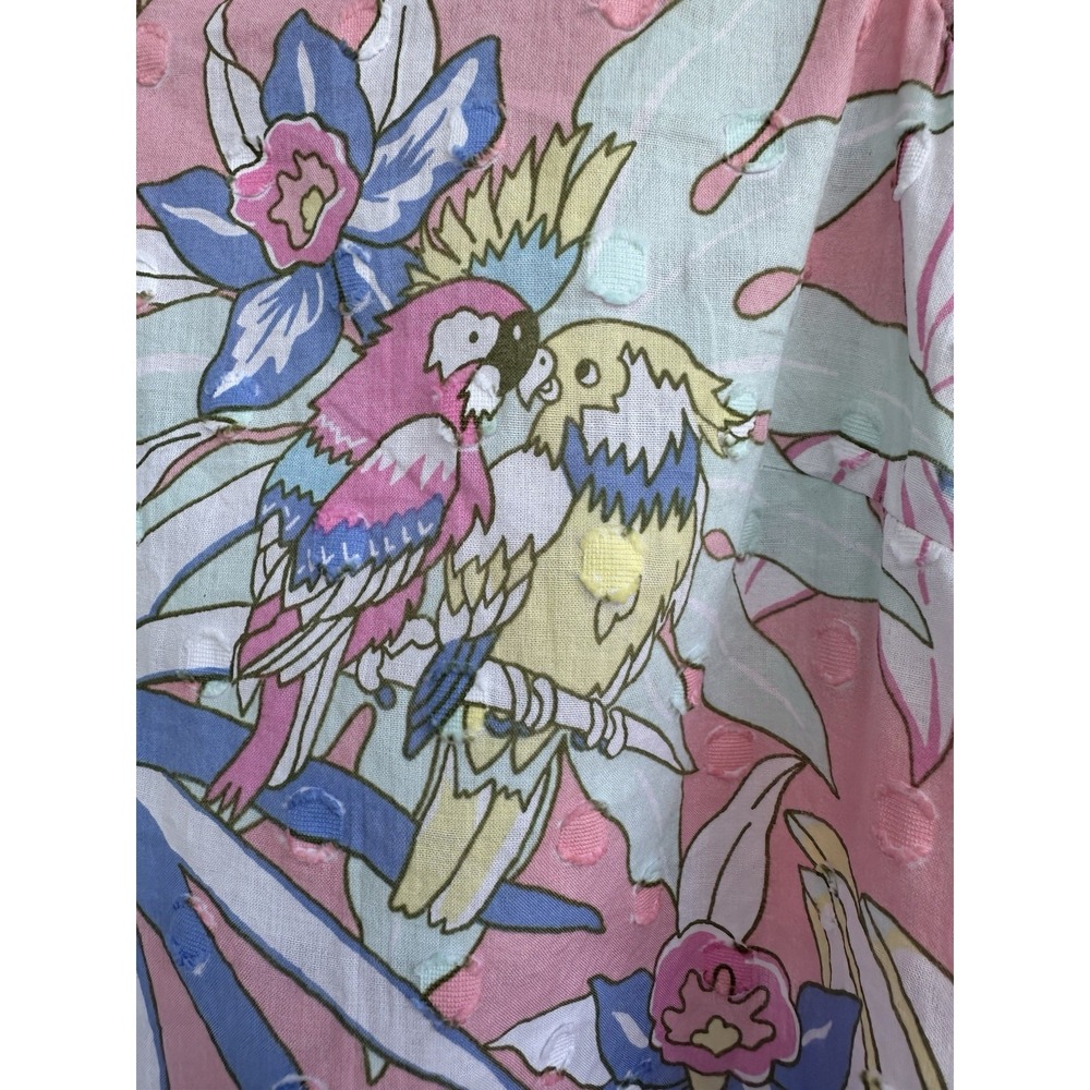 Talbots Tropical Parrot Print Ruffle Trim 100% Cotton Sleeveless Top – Size M - Picture 3 of 5